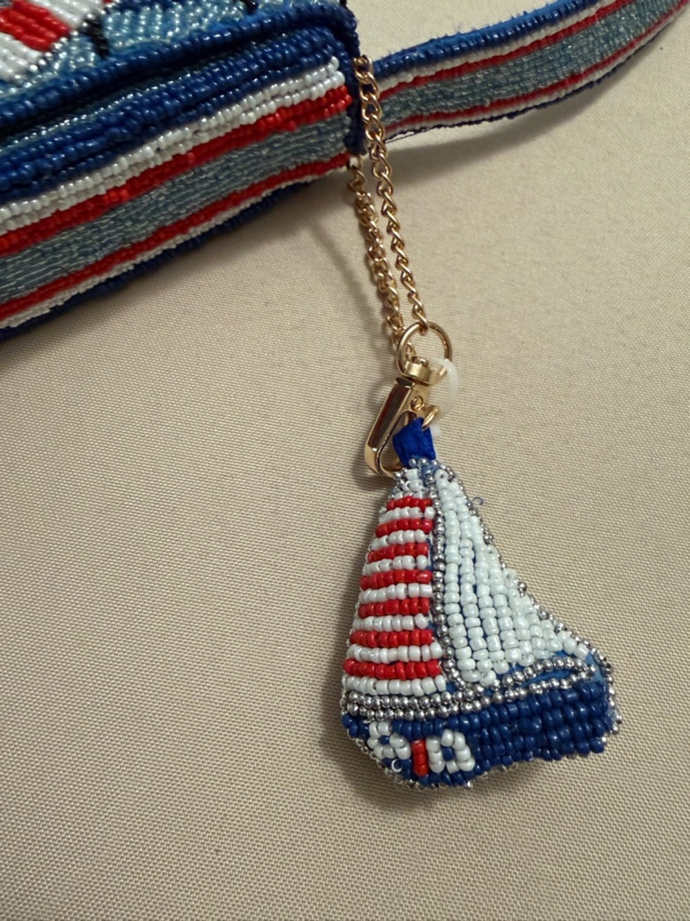 New Release India Beaded Bag Sailboats with Sailboat Bag Charm - Picture 9 of 11